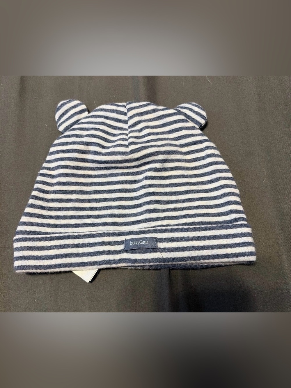 GAP Baby Striped Hat in Navy and White with Bear Ear Detail on top